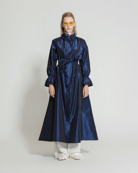 Tafta Trenç Gizli Düğmeli Cep Detaylı Saks