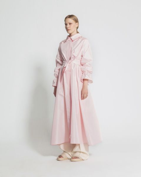 Tafta Trenç Gizli Düğmeli Cep Detaylı Pembe