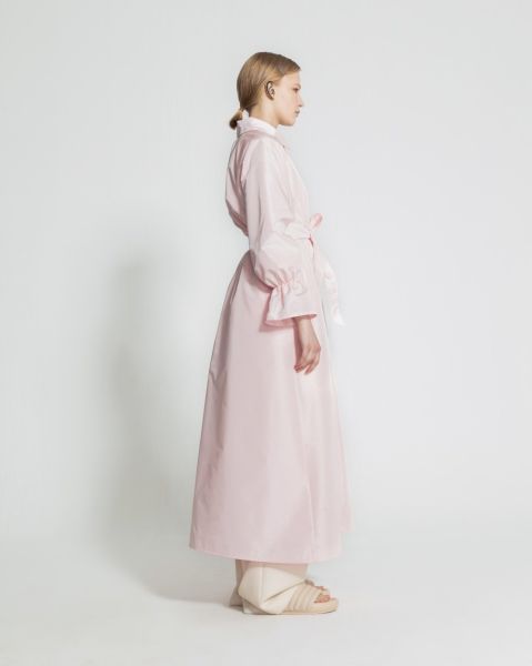 Tafta Trenç Gizli Düğmeli Cep Detaylı Pembe S/M