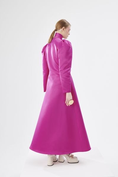 Taş Düğme Detaylı Kaftan Fuşya 44
