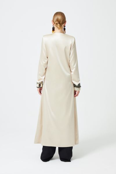 Pardesü Düğme Detaylı Bej S/M