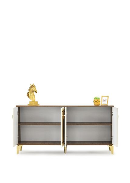 Klas - 160 Cm Konsol CEVİZ KREM GOLD