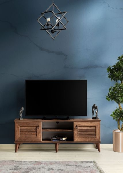 Panjurlu - 130 Cm Tv Sehpası Barok Ceviz