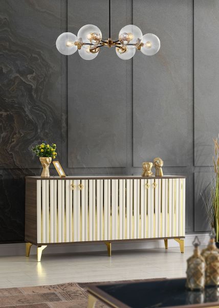 Dubai - 160 Cm Konsol CEVİZ KREM GOLD