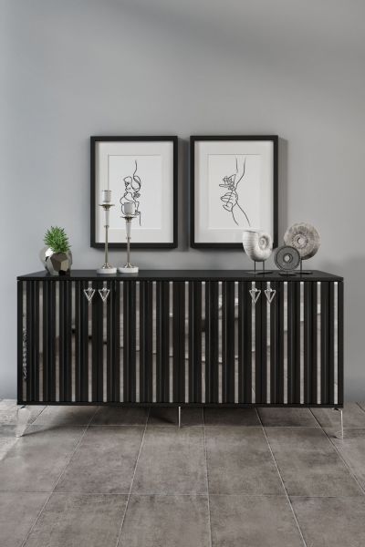 Dubai - 160 Cm Konsol SİYAH GÜMÜŞ