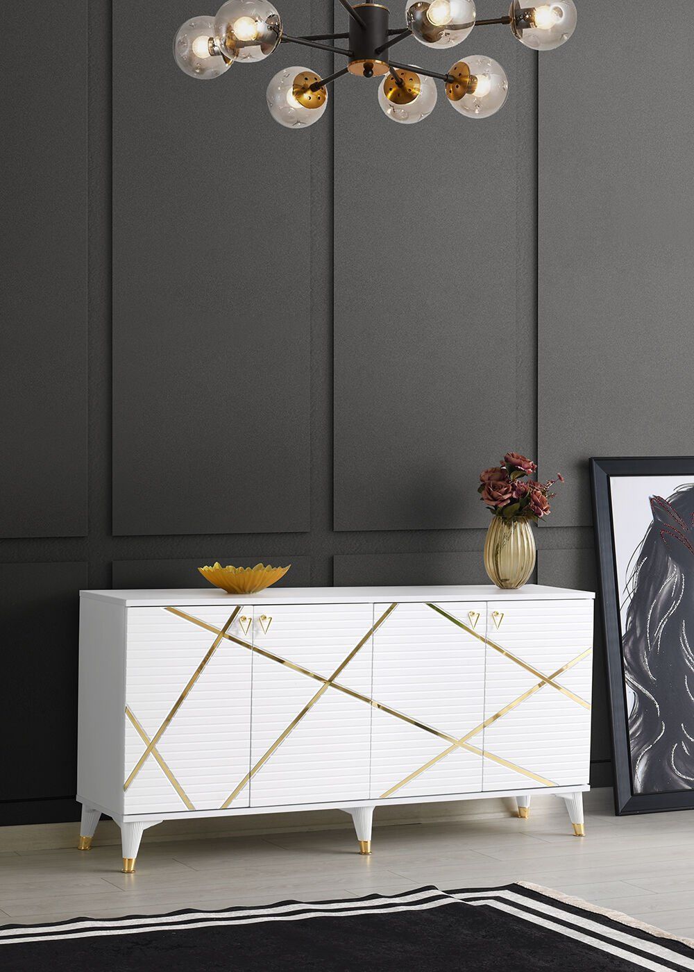 Geo - 160 Cm Konsol BEYAZ GOLD