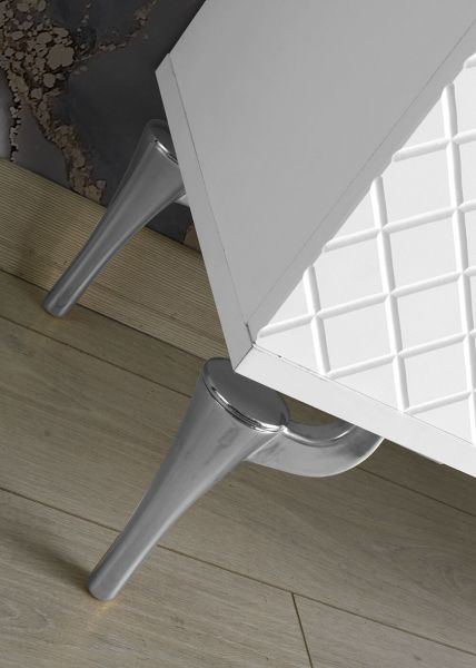 İlizyon Metal  Ayaklı - 180 Cm Tv Sehpası BEYAZ - GÜMÜŞ