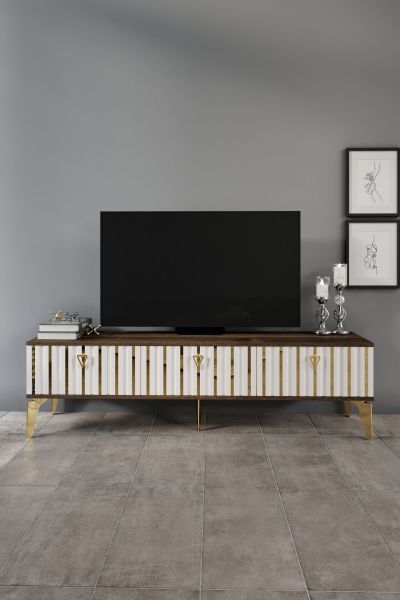 Dubai - 150 Cm Tv Sehpası EKRU CEVİZ GOLD