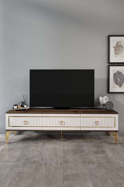Klas - 150 Cm Tv Sehpası EKRU CEVİZ GOLD
