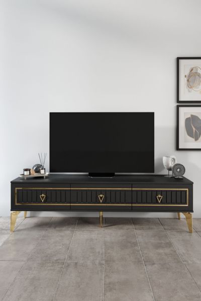 Klas - 180 Cm Tv Sehpası SİYAH GOLD