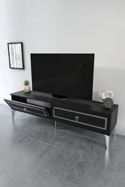 Trend - 180 Cm Tv Sehpası SİYAH GÜMÜŞ