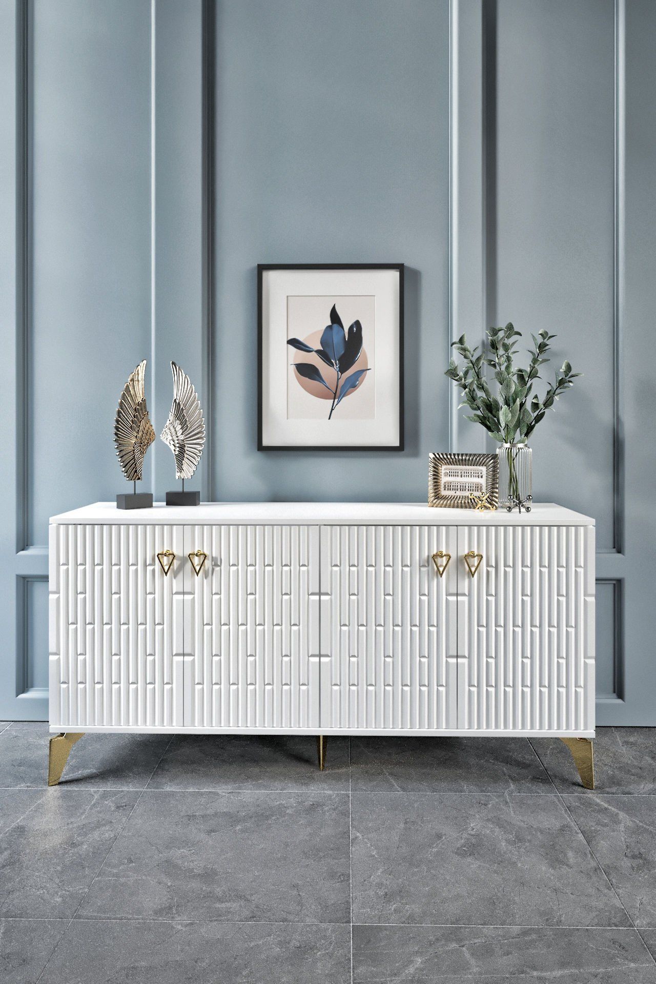 Vincent - 160 Cm Konsol BEYAZ GOLD