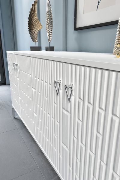 Vincent - 160 Cm Konsol BEYAZ GÜMÜŞ