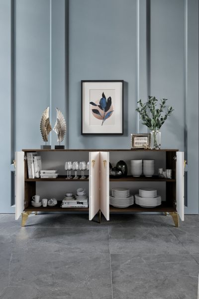 Vincent - 160 Cm Konsol EKRU CEVİZ GOLD