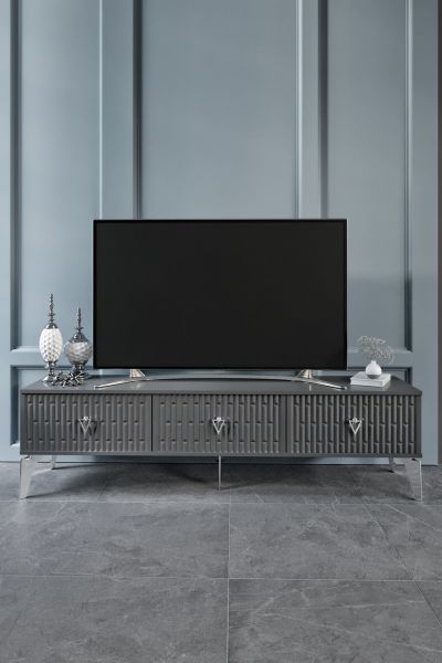 Vincent - 150 Cm Tv Sehpası ANTRASİT GÜMÜŞ
