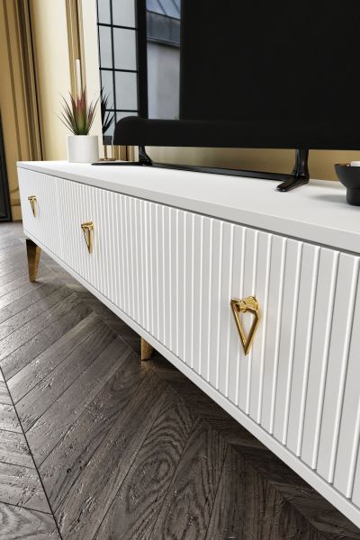 Zeugma - 180 Cm Tv Sehpası BEYAZ GOLD