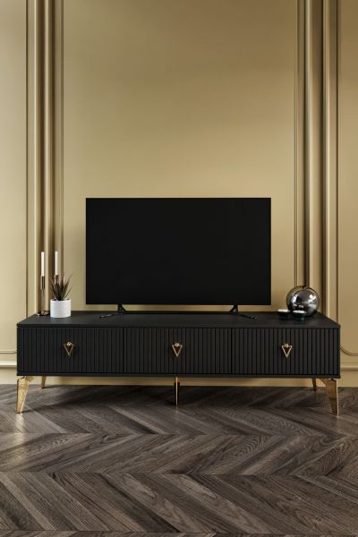 Zeugma - 180 Cm Tv Sehpası SİYAH GOLD